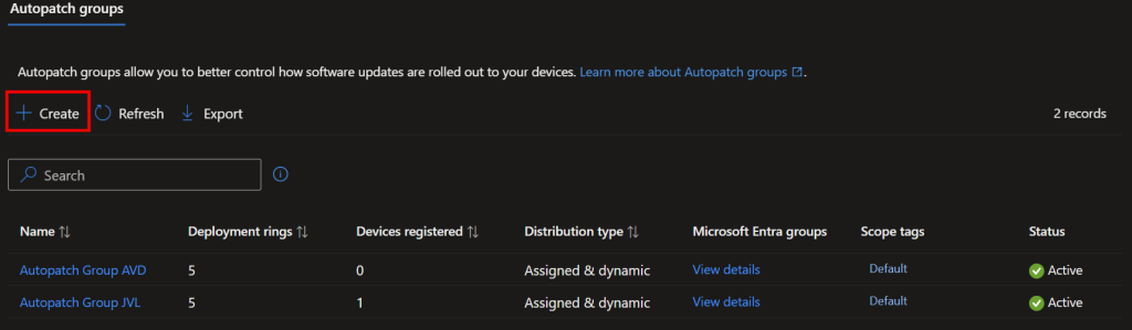 Create Autopatch group – name and basics